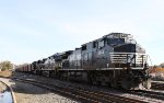 NS 9844 is on the point of a Herzog balast train in Glenwood Yard